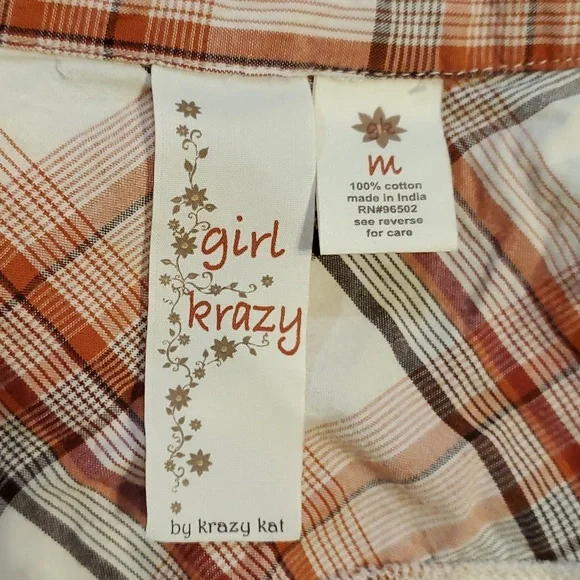 Orange Plaid Snap button down - Picture 6 of 8